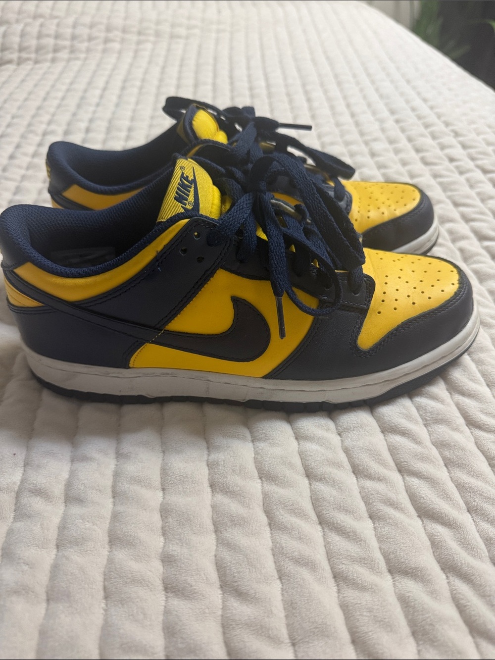 Nike Kids Dunk Low Sneakers in Yellow and Navy Blue U of M